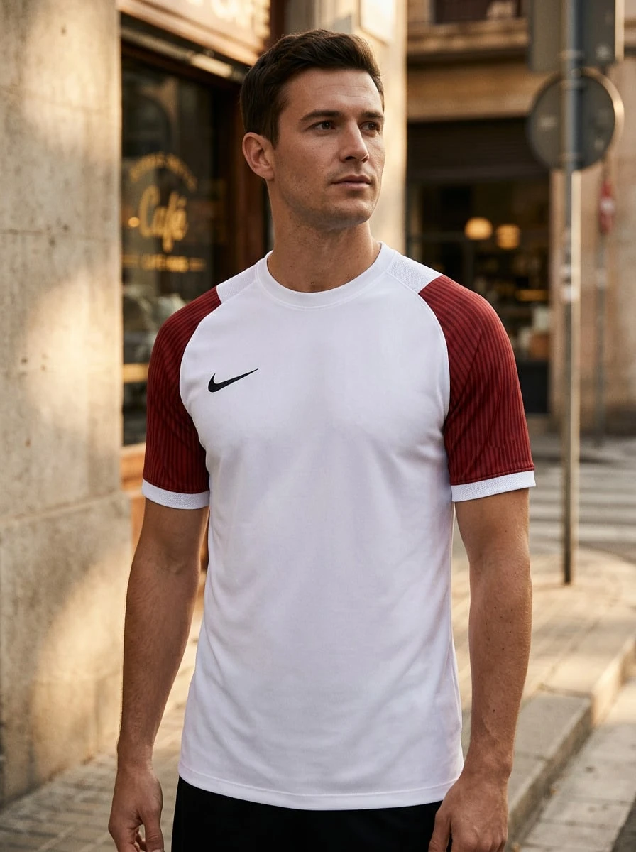 Nike Men Soccer Jerseys Classic Lightweight Durable Travel Commuting Sports Black HV8160-102 - Red and White - View 1
