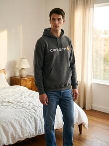 Carhartt هودي رياضي وخارجي للرجال، قابل للتنفس، سهل التنسيق، بقصة كلاسيكية، للرياضة والتنقل في عطلة نهاية الأسبوع، رمادي 100074-026 - رمادي - مشاهدة 2