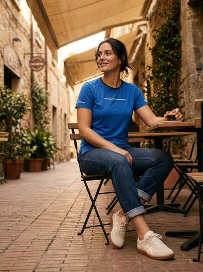 Asics CORE TIGHT Sports Tees & Tanks Skin-Friendly Stretchy Soft Gym Home Travel Blue 154528-401