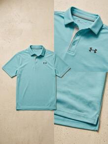 Under Armour SPORTSTYLE Men Sport Polos Comfortable Easy To Match Classic Sports Outdoor Daily Blue 1290140-429 - Blue Haze / Pitch Gray - View 3