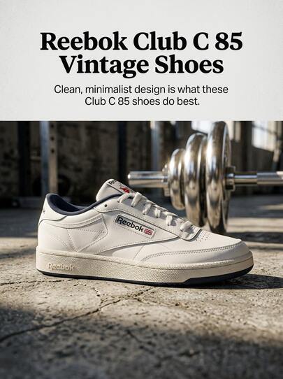Reebok Club C 85 Men Sneakers Breathable Sun Protection Lightweight Warmth Quick Dry Daily School Running Yoga Outdoor White 100000156
