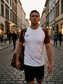 Nike Men Soccer Jerseys Classic Lightweight Durable Travel Commuting Sports Black HV8160-102 - Red and White - View 2