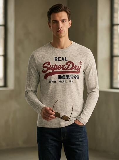 Superdry Men's Sports Tees & Tanks Moisture-Wicking Breathable Classic Fit Outdoor Training Vacation Grey M6010074A-54G