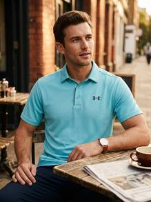 Under Armour SPORTSTYLE Men Sport Polos Comfortable Easy To Match Classic Sports Outdoor Daily Blue 1290140-429 - Blue Haze / Pitch Gray - View 2