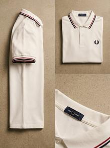 Fred Perry قميص بولو رجالي أبيض - أبيض ثلجي/أحمر محروق/أزرق داكن - مشاهدة 4