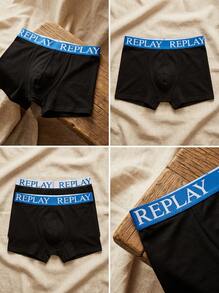 Replay Men Boxers Moisture-Wicking Durable Breathable Travel Casual Sports Black I101005-N141 - Black - View 4