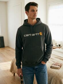 Carhartt هودي رياضي وخارجي للرجال، قابل للتنفس، سهل التنسيق، بقصة كلاسيكية، للرياضة والتنقل في عطلة نهاية الأسبوع، رمادي 100074-026 - رمادي - مشاهدة 5