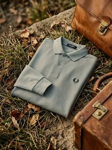 Fred Perry Men Sport Polos Comfortable Easy To Match Classic Travel Commuting Sports Blue M6006-670 - Grey - View 4