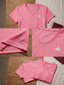 Adidas Workout Essentials Women's V-Neck T-Shirt Pink - Hot Pink - View 2