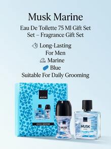 Avon Musk Marine Eau De Toilette 75 Ml Gift Set Set – Fragrance Gift Set, Long-Lasting, For Men, Marine, Blue, Suitable For Daily Grooming - EDT - View 4