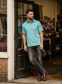 Under Armour SPORTSTYLE Men Sport Polos Comfortable Easy To Match Classic Sports Outdoor Daily Blue 1290140-429 - Blue Haze / Pitch Gray - View 5