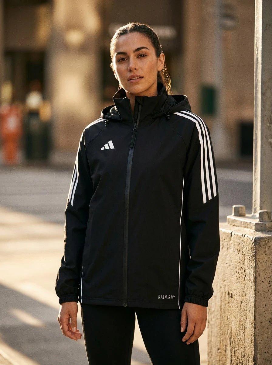 Adidas جاكيتات رياضية متعددة الاستخدامات متينة معزولة كاجوال عطلة نهاية الأسبوع والتنقل باللون الأسود IP6668 - أسود / أبيض - مشاهدة 1