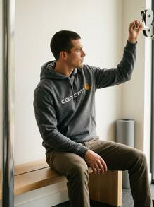 Carhartt Men's Sports & Outdoor Hoodies Breathable Easy To Match Classic Fit Weekend Sports Commuting Grey 100074-026 - Gray - View 6