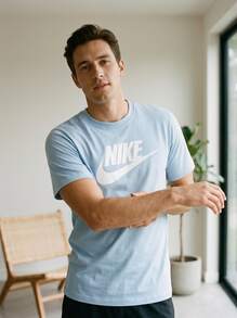 Nike Men Sports Tees & Tanks Breathable Classic Fit Quick-Dry School Gym Daily Baby Blue AR5004-057 - Baby Blue - View 2