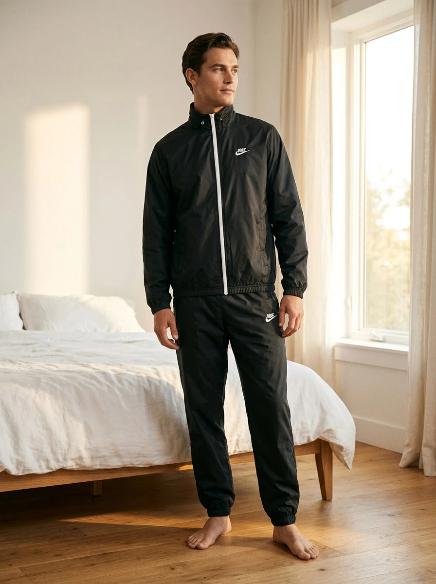 Nike Men Sports Sets Breathable Versatile Comfortable Daily Casual Weekend Black DR3337-010 - BLACK/WHITE - View 1