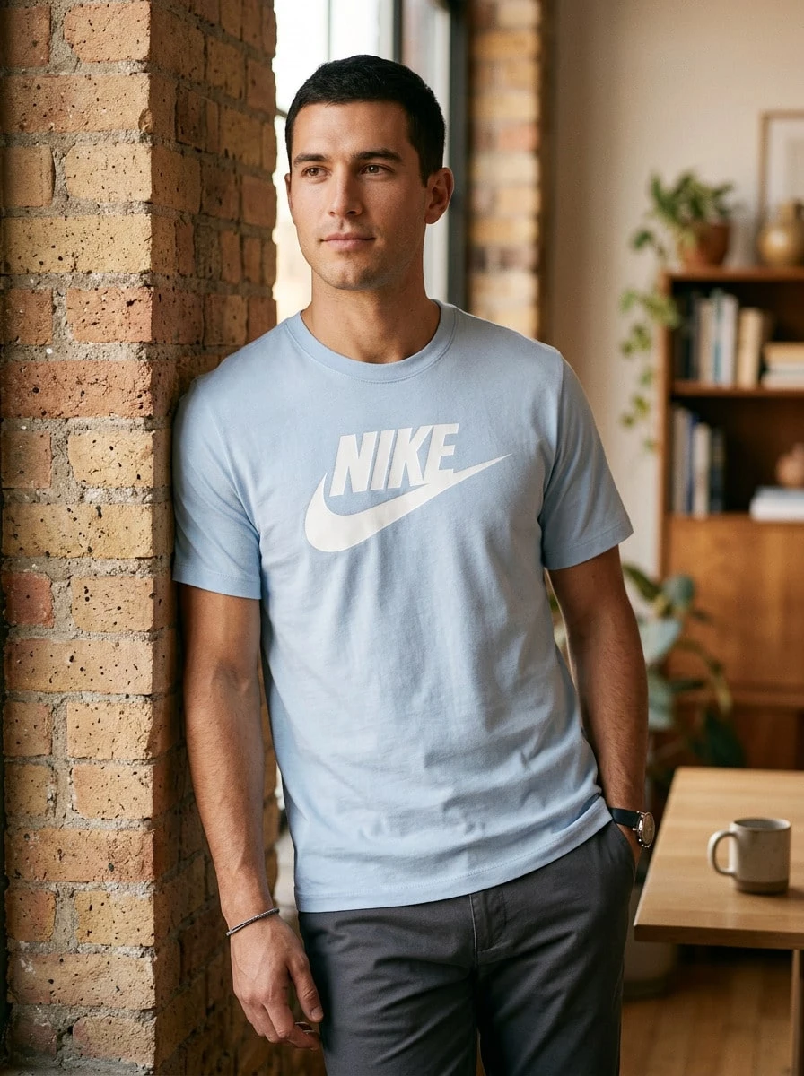 Nike Men Sports Tees & Tanks Breathable Classic Fit Quick-Dry School Gym Daily Baby Blue AR5004-057 - Baby Blue - View 1