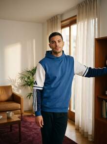 Adidas Men's Sports & Outdoor Hoodies Warm Lightweight Durable Weekend Sports Commuting Blue JD2972 - Blue - View 5