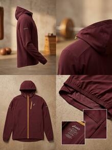 Asics CORE SS TOP Men's Outdoor Jackets Adjustable Warm Stretchy Weekend Commuting Outdoor Red 2011C259-600 - ANTIQUE RED/BRIGHT ORANGE - View 2