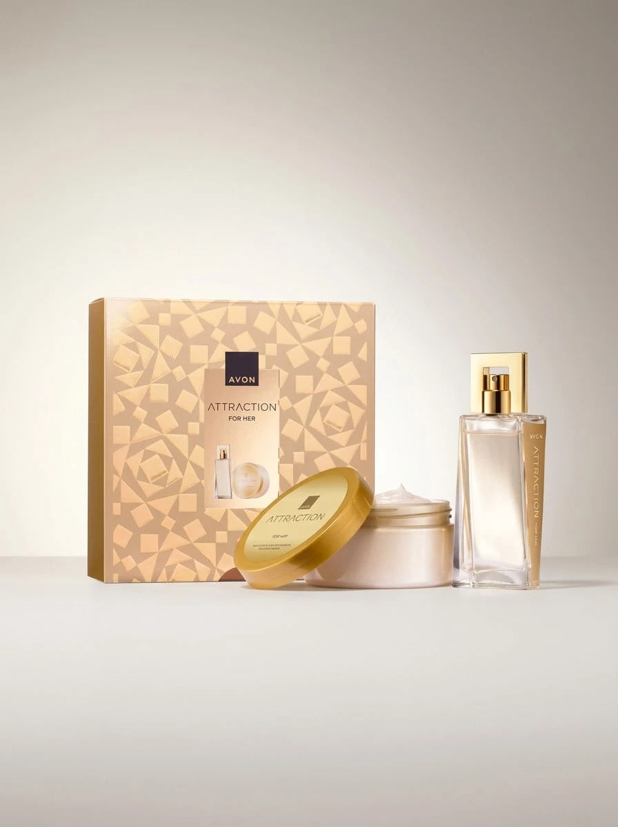 Avon Attraction For Her Eau De Parfum 50 Ml Gift Set – Perfume Gift Set, Long-Lasting, For Women, Woody, Gold, Suitable For Romantic Evening - EDP - View 1