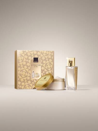 Avon Attraction Eau De Parfum 50 Ml Gift Set – Perfume Gift Set, Long-Lasting, For Women, Woody, Gold, Magnetic Musk, Suitable For Romantic Evening