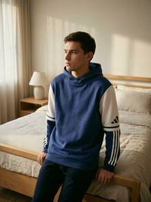 Adidas Men's Sports & Outdoor Hoodies Warm Lightweight Durable Weekend Sports Commuting Blue JD2972 - Blue - View 3