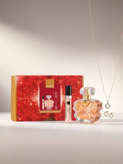 Avon Eve Become & Jewellery Eau De Parfum 50 Ml Gift Set – Perfume Gift Set, Long-Lasting, For Women, Floral, Gold-Toned, Suitable For Birthday