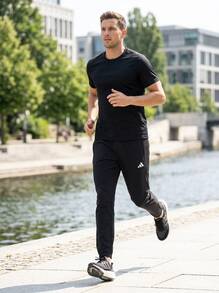 Adidas بنطال رياضي رجالي قابل للتنفس وصديق للبشرة متعدد الاستخدامات للرياضة والمكتب وعطلة نهاية الأسبوع باللون الأسود JY3550 - الأسود - مشاهدة 3