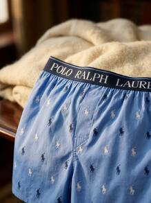 Ralph Lauren سراويل داخلية رجالية صديقة للبشرة مريحة ماصة للرطوبة للاستخدام اليومي والمنزلي والسفر 714830273 - BLUE/GREY - مشاهدة 5