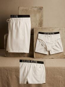 Calvin Klein CK SWIM Men Swim Trunks Shorts Durable Breathable Soft Training Casual Running White KM0KM01093-YCD - White - View 4