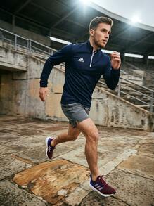 Adidas هوديز وسويت شيرتات رياضية وخارجية للرجال مبطنة بالصوف الناعم دافئة للتنقل وعطلة نهاية الأسبوع والجيم HB5327 - أزرق بحري - مشاهدة 4