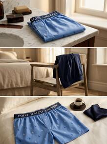 Ralph Lauren ملابس رجالية سريعة الجفاف وقابلة للتنفس وصديقة للبشرة للسفر والرياضة والمكتب 714830273 - BLUE/GREY - مشاهدة 5