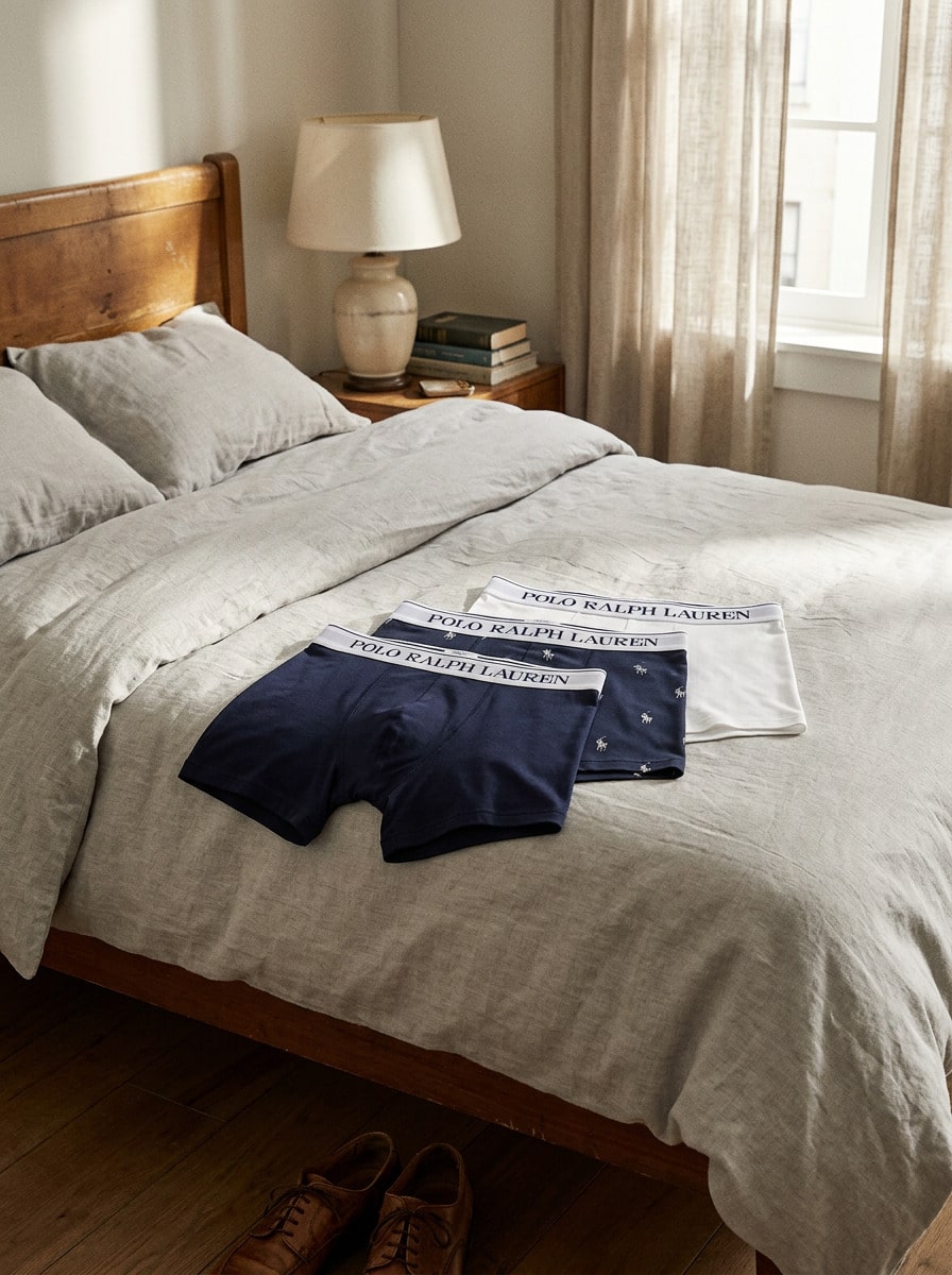 Ralph Lauren بنطال رجالي متين بخصر مطاطي بقصة كلاسيكية للاستخدام اليومي والخارجي والتنقل 714830299 - Navy/White - مشاهدة 1