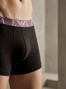 Armani Men Trunks Elastic Stretchy Soft Daily Home Travel EM000259-AF10778-M6129 - Purple and Mint Green and Black - View 5