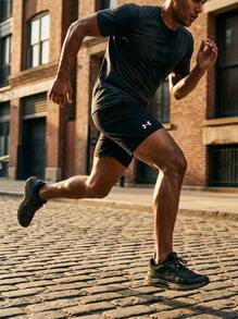 Under Armour Men Sports Shorts Comfortable Classic Fit Durable Summer Gym Daily 1379779-001 - Black - View 2