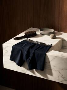 Hugo Boss Men Trunks Skin-Friendly Comfortable Moisture-Wicking Sports Daily Home 50475282-480 - Navy - View 3