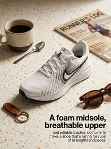 Nike Run Defy Men Casual Athletic Shoes Classic Retro Cushioned Commuting Office Weekend Black HM9593-101 - Black/White - View 3