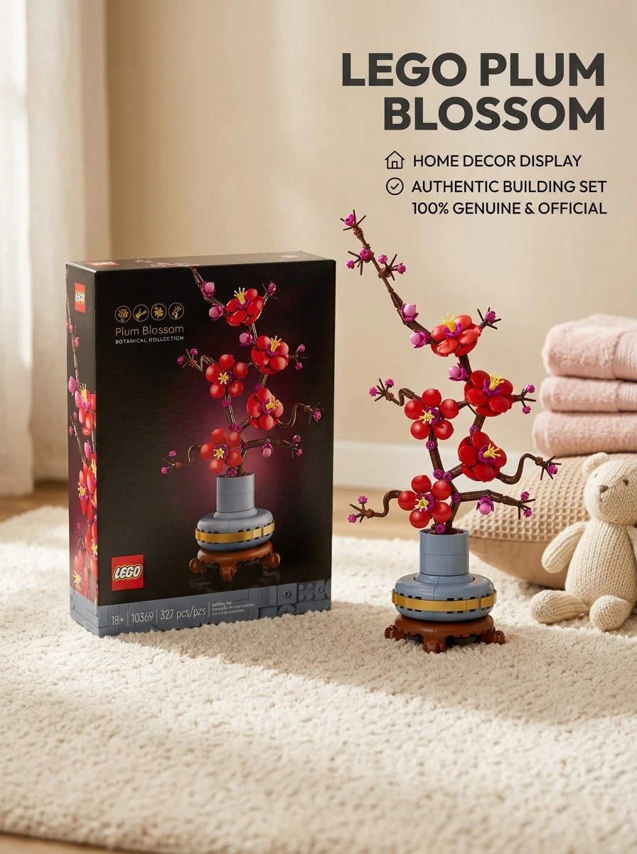 LEGO مجموعة مكعبات بناء من ألعاب زهرة البرقوق من Botanicals 10369 - ديكور للغرفة والمنزل، هدية عيد ميلاد مثالية للبالغين - متعدد الألوان - مشاهدة 1