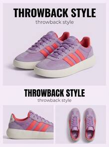 Adidas Barreda Teen Sneakers Lace-Up Heritage Flexible Weekend Casual Outing Red JR0761 - Purple - View 5
