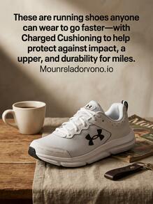 Under Armour أحذية تدريب رجالية Charged Assert 10 باللون الأبيض والأسود 3026175 - رمادي - مشاهدة 2