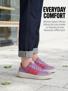 Adidas Barreda Teen Sneakers Lace-Up Heritage Flexible Weekend Casual Outing Red JR0761 - Purple - View 3