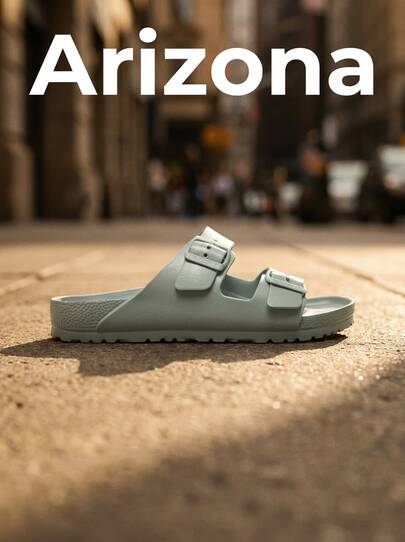 Birkenstock صنادل نسائية مسطحة من إيفا أريزونا بلون أخضر الميرمية النقي 1029538