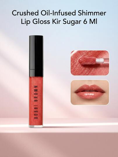 Bobbi Brown Crushed Oil-Infused Shimmer Lip Gloss Kir Sugar 6 ml – Lip Gloss, High Shine, For Women, Kir Sugar, Oil-Infused, Suitable For Daily Makeup