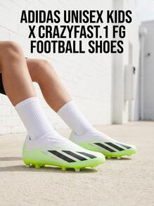 Adidas بوت أطفال لاسلكية للأرض الصلبة X Crazyfast.1 لون أبيض سحابي / أسود أساسي / ليمون لامع IE6644 - أبيض وأسود - مشاهدة 1