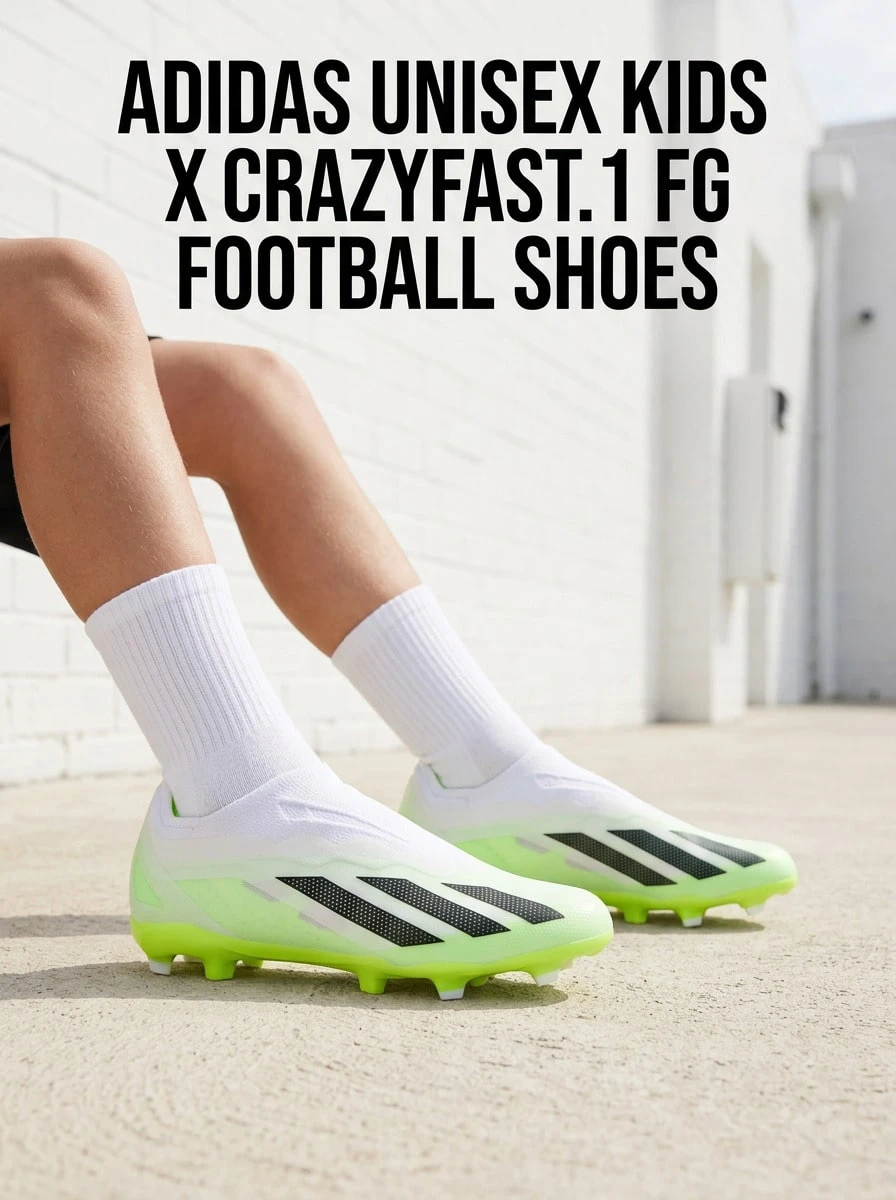 Adidas بوت أطفال لاسلكية للأرض الصلبة X Crazyfast.1 لون أبيض سحابي / أسود أساسي / ليمون لامع IE6644 - أبيض وأسود - مشاهدة 1