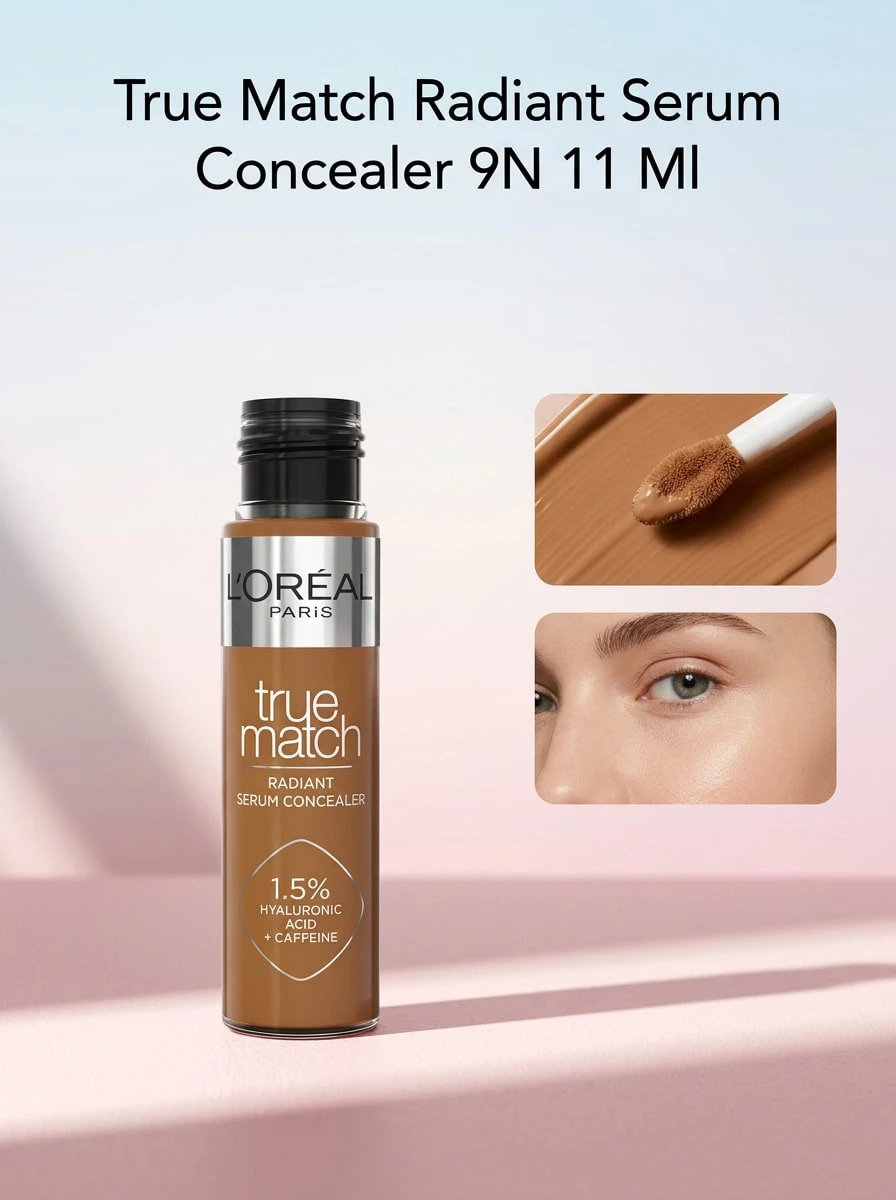 True Match Radiant Serum Concealer 9N 11 Ml – Concealer, Radiant Finish, For Dark Skin Tones, 9N, Hyaluronic Acid, Suitable For Daily Makeup Routine - 9N - View 1