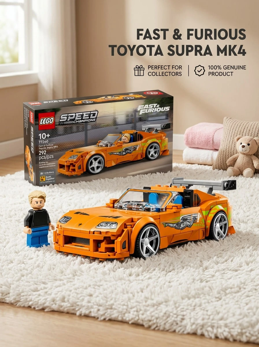 LEGO سبيد تشامبيونز ® تويوتا سوبرا MK4 من فيلم The Fast And The Furious للأطفال من سن 10 سنوات فأكثر 77260 - متعدد الألوان - مشاهدة 1