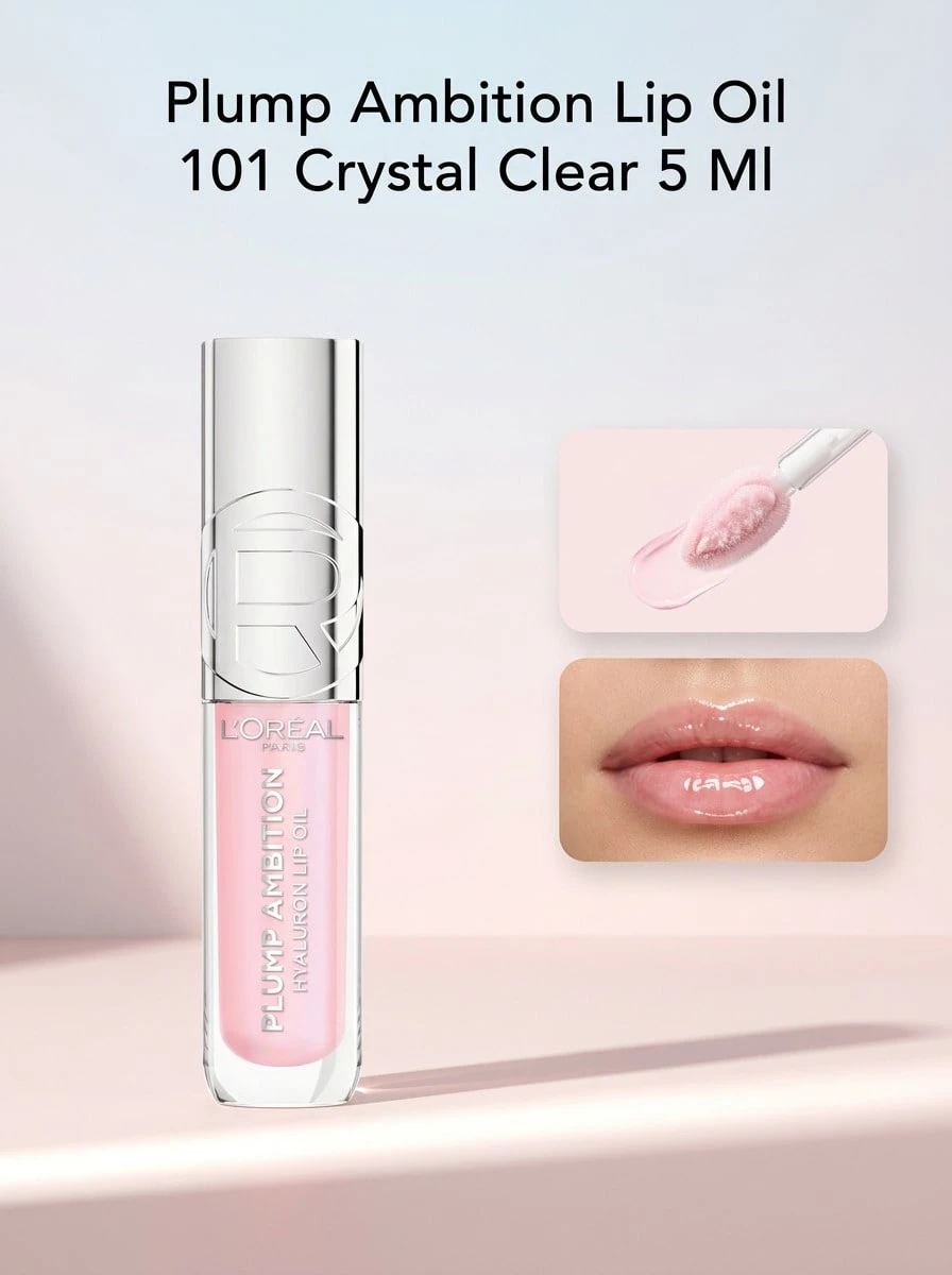 L’Oreal Paris Plump Ambition Lip Oil 101 Crystal Clear 5 Ml – Lip Oil, Plumping, For Women, Crystal Clear, Suitable For Daily Makeup Routine - 101 Crystal Clear - View 1