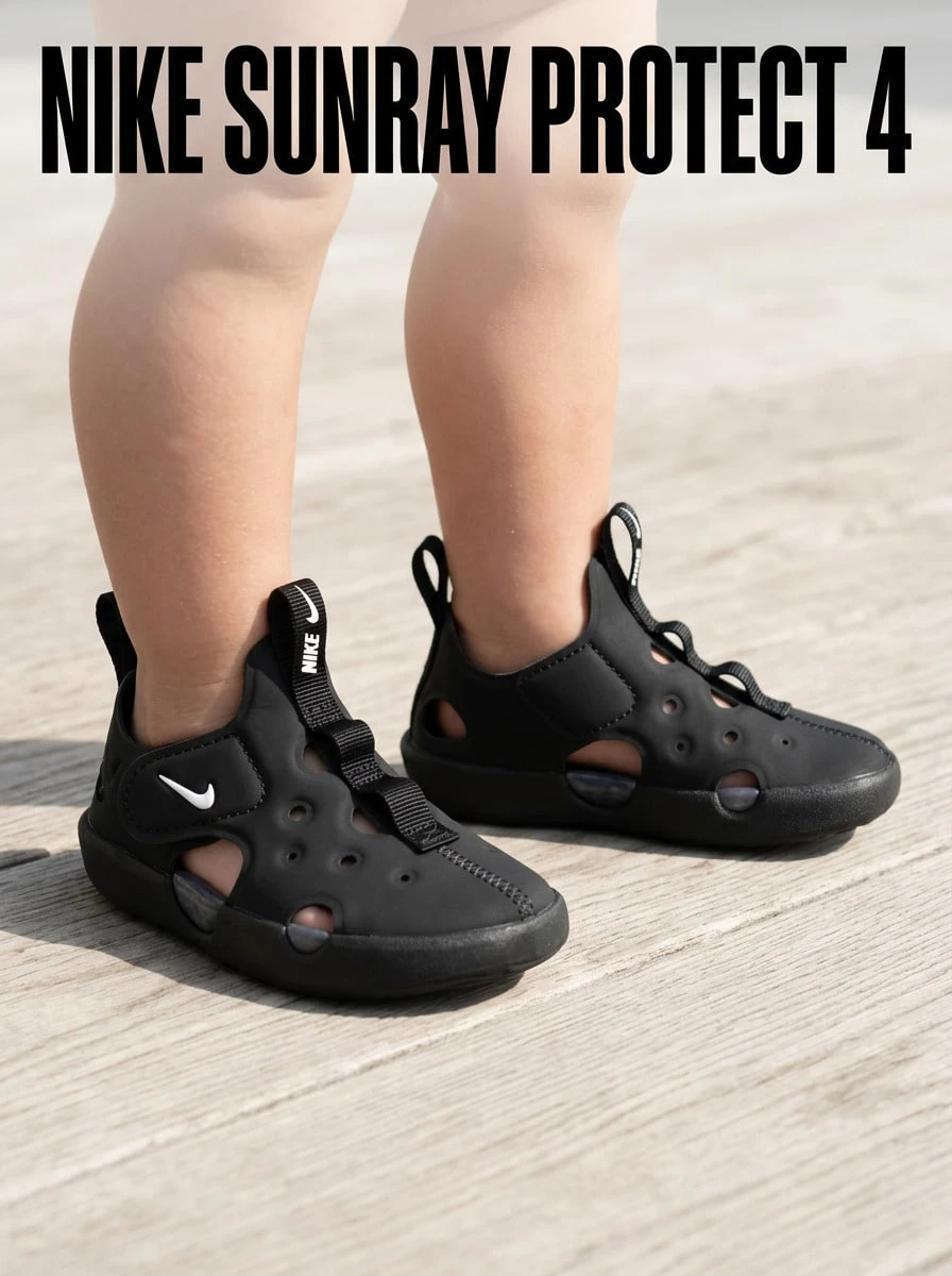Nike Sunray Protect Baby Sandals Lightweight Adjustable Comfortable Walking Summer Beach HF6278-001 - Black - View 1