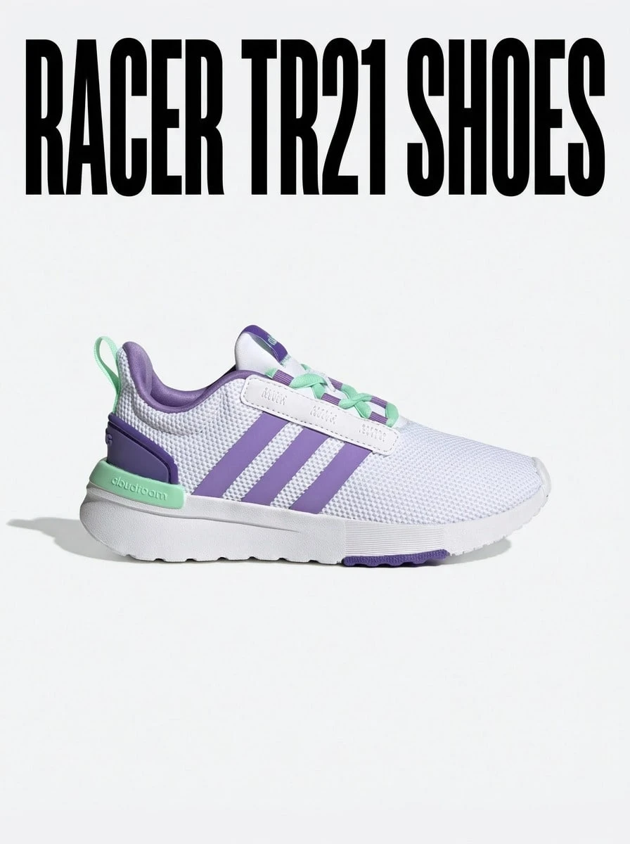 Adidas أحذية أطفال بنفسجية Racer TR21 H06144 - أبيض - مشاهدة 1