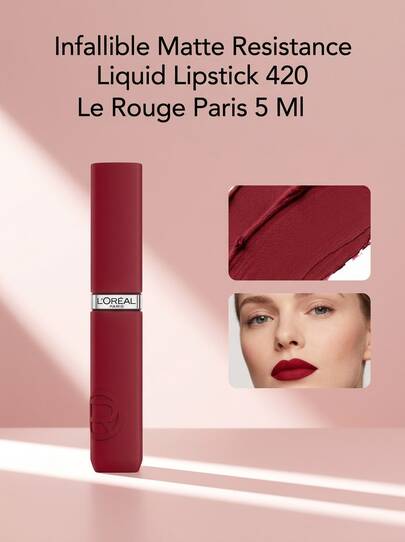 Infallible Matte Resistance Liquid Lipstick 420 Le Rouge Paris 5 Ml – Liquid Lipstick, Long-Wear, For Women, 420 Le Rouge Paris, Hyaluronic Acid, Suitable For Daily Wear
